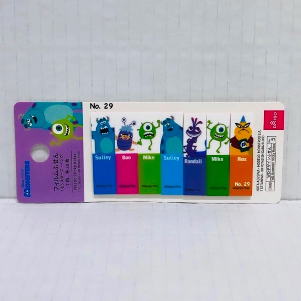 Monsters Inc Characters Plastic Sticky Notes - 30 Notes / 7 Deisgns